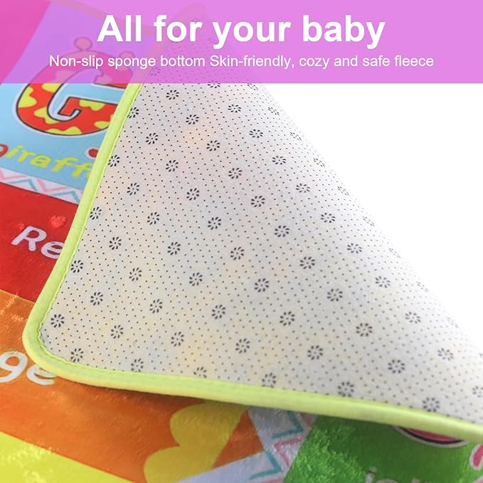 Baby Play Mat for Floor, Non-Slip Playmat for Toddlers & Infants, Extra Thick Large Padded Educational ABC Kids Rug for Crawling & Playing Super Soft Plush Surface to Keep Safe(60"x80")