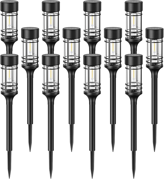 LETMY 12 Pack Solar Pathway Lights Outdoor, Solar Lights Outdoor Waterproof IP65, Bright Solar Garden Lights Outdoor, Auto On/Off Outdoor Solar Lights for Yard Walkway Driveway Landscape Garden Decor