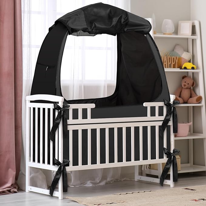 Blackout Sleep Tent, Pack N Play Blackout Cover to Block 90% of Light, Portable Pop Up Travel Essential Pack N Play Cover