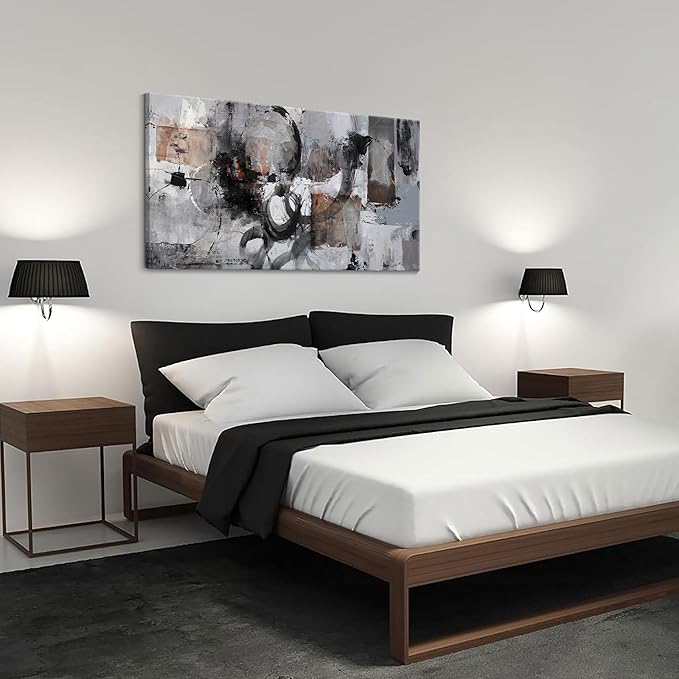 Pogusmavi Black Abstract Canvas Wall Art Pictures for Living Room Gray and White Wall Decoration Artwork for Walls Pictures for Bedroom Wall Decor Neutral Painting Canvas Prints Office Posters 20×40IN