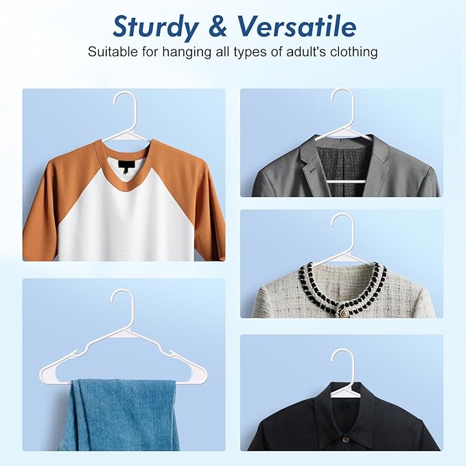 HOUSE DAY 1000 Pack Plastic Clothes Hangers, Commercial Bulk Shipment for Business, Sturdy Durable Notched Hangers Ideal for Retail Dry Cleaners Warehouses, Save Cost & Warehouse Space - White