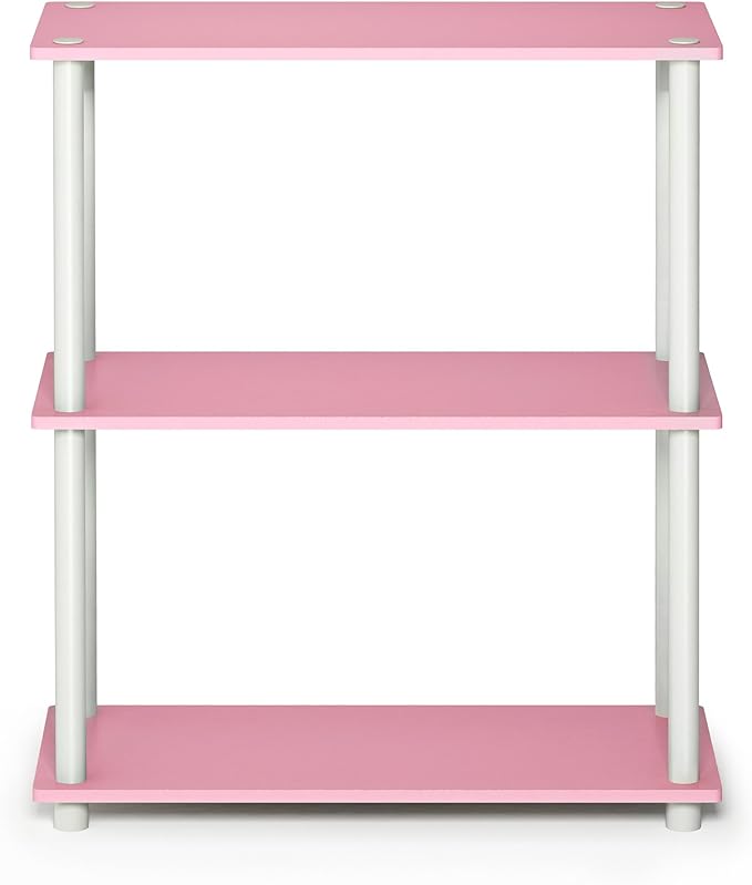Furinno Turn-N-Tube 3-Tier Compact Multipurpose Shelf Display Rack, Pink/White