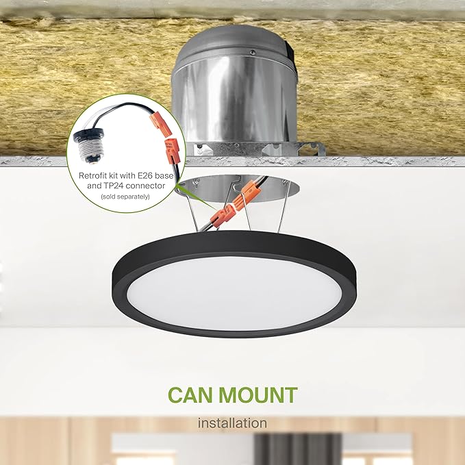 ASD LED 5" Round Flush Mount Ceiling Light Fixture, Low Profile Surface Lighting | 5CCT, Dimmable, Ultra-Thin, ETL Listed | 10W 700LM 2700-6000K 120V | Kitchen, Bedroom, Hallway Lamp | Black