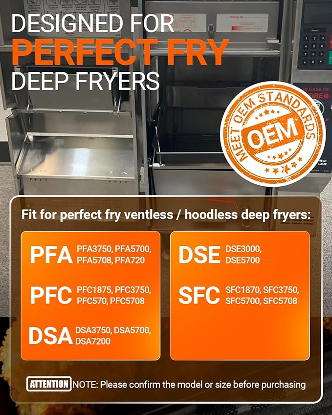 Replacement for perfect fry Filter 83543, 2-Stage Air Filter 2FK001 Fit for Ventless/Hoodless Commercial Perfect Deep Fryers DSE/DSA, PFA/PFC & SFC - Includes White Carbon Filter & Metal HEPA Filter
