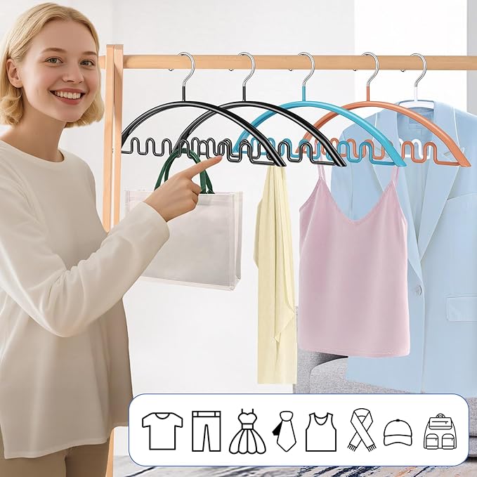 Clothes Hangers 12 Pack, Sweater Hangers No Shoulder Bump Metal Non Slip Heavy Duty Coat Hangers for Closet Organizers and Storage Space Saving Shirt Hanger for Suits Dresses Jackets Bra Shirt Black