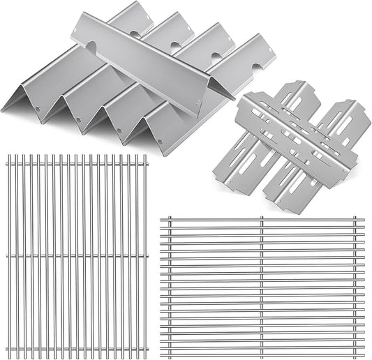 Stainless Steel Grill Flavorizer Bar Heat Plates with 2 Pack Grates BBQ Gas Grill Replacement Parts for Weber Genesis II 300 Series Genesis II E-310 E-315 E-330 E-335 S-310 S-335 Gas Grill