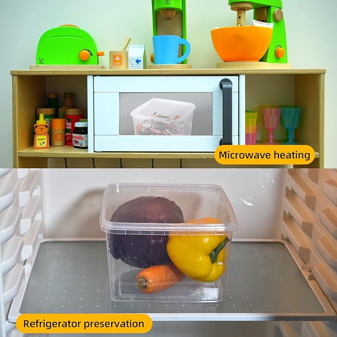 SHPii 88 oz. Square Clear Deli Containers with Lids, BPA-Free, Freezer and Microwave Safe Food Storage Containers, Reusable for Kitchen Storage, Meal Prep, Take-out, Restaurant Supplies.(10 packs)