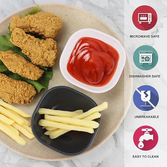 6 pack small wheat straw bowls 5oz,alternative plastic dipping bowls,unbreakable dessert bowls microwave and dishwasher safe for dessert,sushi,condiment (Classic Series)