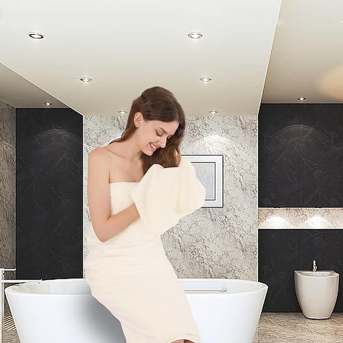 Ultra Soft Bath Towel Set of 4, Beige Extra Large Textured Microfiber Luxury Towels 35x70 in, Quick Dry, Highly Absorbent, Fluffy, Oversized, for Bathroom Shower Pool Hotel Beach