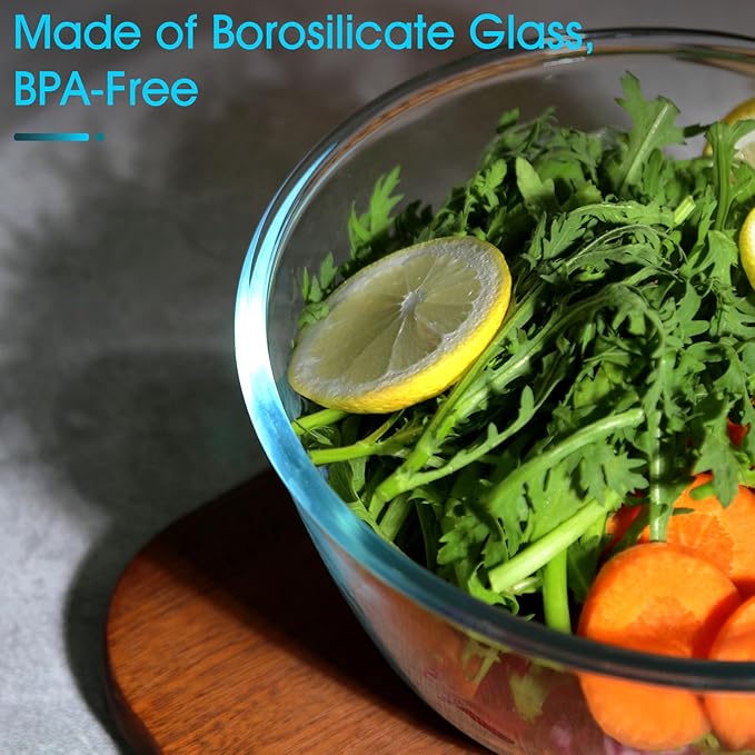 NUTRIUPS Glass Bowls Set Cereal Bowl Glass Salad Bowls Small Bowl for Kitchen (50oz-set of 2)