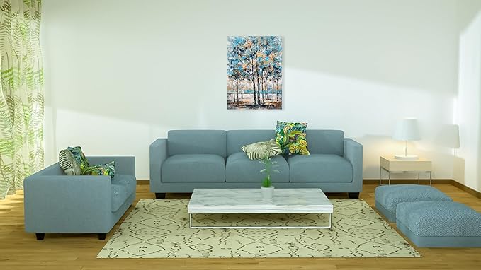 NdcSkyArt Blue Tree Canvas Wall Art - Abstract Forest Paintings for Modern Living Room, Bedroom, and Bathroom Décor