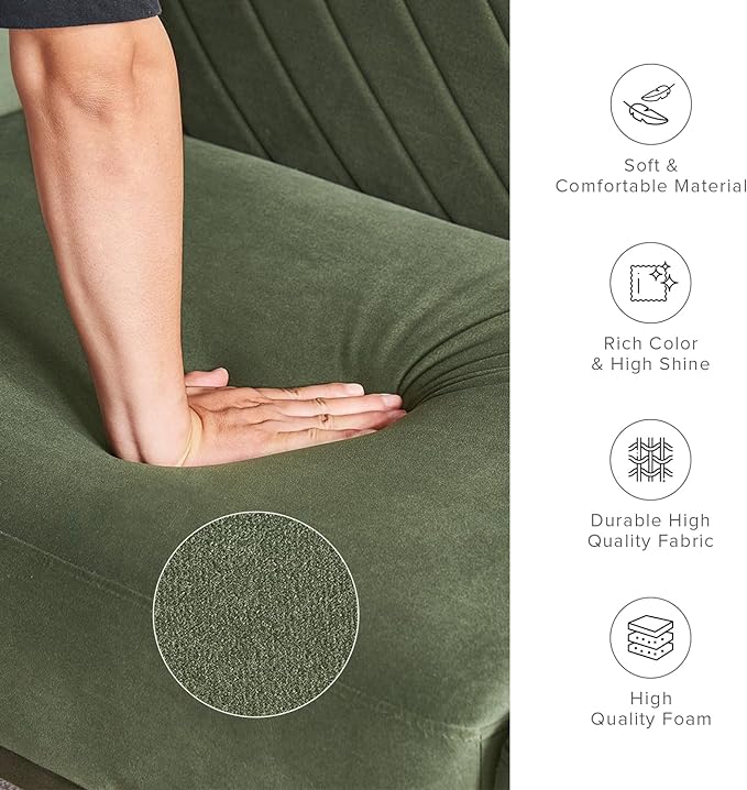mopio 76.8" Futon Sofa Bed, Small Couch, Sleeper, Loveseat, Mid Century Modern Futon Couch, Sofa Cama, Couches for Living Room (Olive Green Premium Velvet)