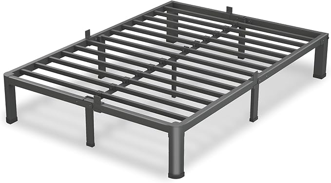 7 Inch King Size Bed Frame, 3500Lbs Heavy Duty Metal Platform with Round Corner Legs Mattress Slide Stopper, Steel Slat Support No Box Spring Needed, Noise Free, Non-Slip, Easy Assembly
