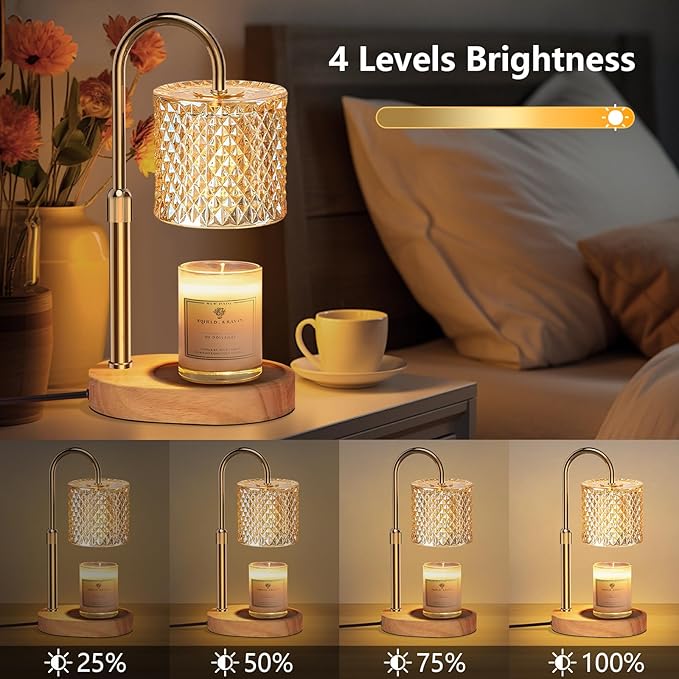 Candle Warmer Lamp with Timer & Dimmable – Elegant Wax Melter for Jar Candles, Auto-Off 2H/4H/8H Housewarming & Birthday Gift for Women/Mom, Home Decor Essentials