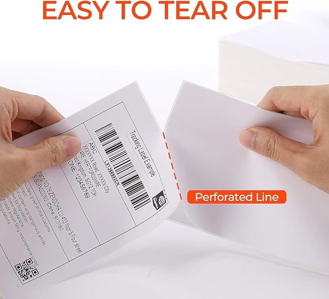 Sale4Less 500 Fanfold 4 x 6 Direct Thermal Shipping Labels - Label Compatible DYMO Label Writer Rollo & Zebra with Perforated line for Thermal Printers Labels - Commercial Grade - Manufactured by UPS