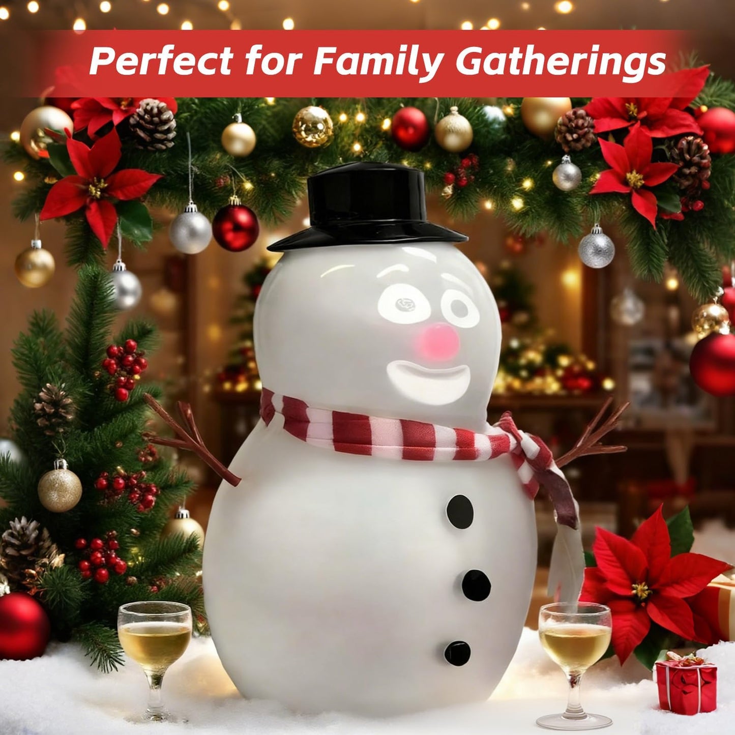 Nyrvexa Animated Talking Snowman,Singing,Talking,Dancing Interactive Blinking Snowman with Built-in Projector & Speaker -Plug'n Play Christmas Decoration, LED Facial Projection (USB/Battery Powered)