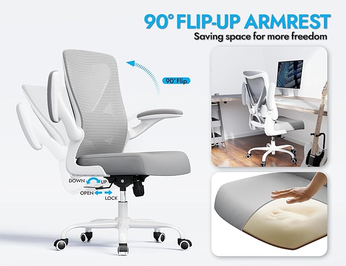 Ergonomic Office Chair - X-Shaped Computer Desk Chair Comfy, Gaming Chair, Office Chair with Lumbar Support, Mesh Office Chairs, Desk Chair for Long Hours(White Ash)