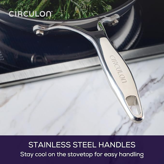 Circulon C1 Series Clad Stainless Steel with ScratchDefense Technology Cookware Nonstick Induction Frying Pan/Skillet, Metal Utensil Safe, 10 Inch Fry Pan - Polished Stainless Steel