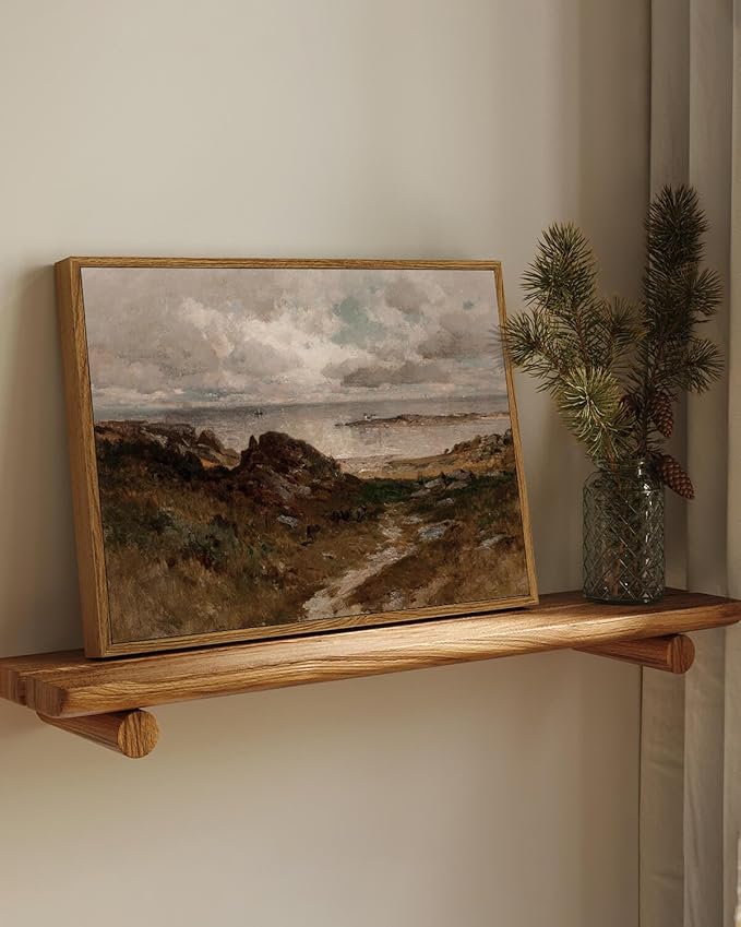 InSimSea Framed Canvas Wall Art Vintage Decor, Room Decor Coastal Landscape Wall Art Paintings Prints, Home Decor Wall Art for Living Room, Farmhouse Office Bathroom Decor, 12"x16"