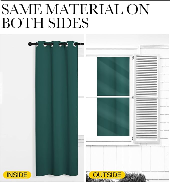 NICETOWN Patio Glass Door Panels - Blackout Curtains for Bedroom, Living Room and Dining Room (Hunter Green, 42x95 inches, 1 Pair)