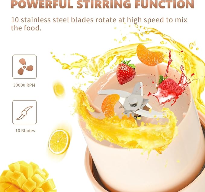 Portable Blender,FOUSIUTIM Personal Blenders for Shakes and Smoothies with34oz Cup, Lid and Shoulder Strap, Type-C USB Rechargeable, Personal Size Blenders BPA-free for Home，Gym/Travel