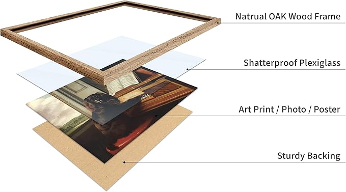 Poster Master Vintage Portrait of an Extraordinary Musical Dog Poster - Retro Dog Print - Puppy Art - Music Art - Piano Art - Animal Lover Art - Living Room or Office Decor, 16x20 Beige Framed