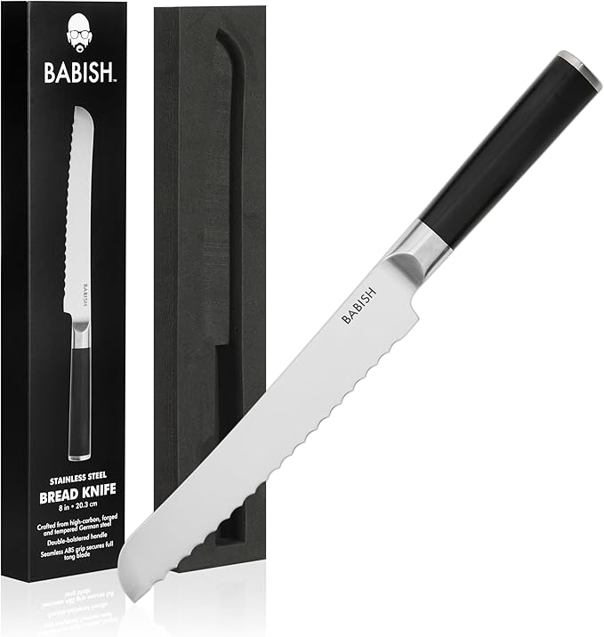 Babish High-Carbon 1.4116 German Steel Cutlery, 8 Inch Bread Kitchen Knife