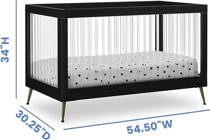 Delta Children Sloane 4-in-1 Acrylic Convertible Crib - Greenguard Gold Certified, Black/Bronze