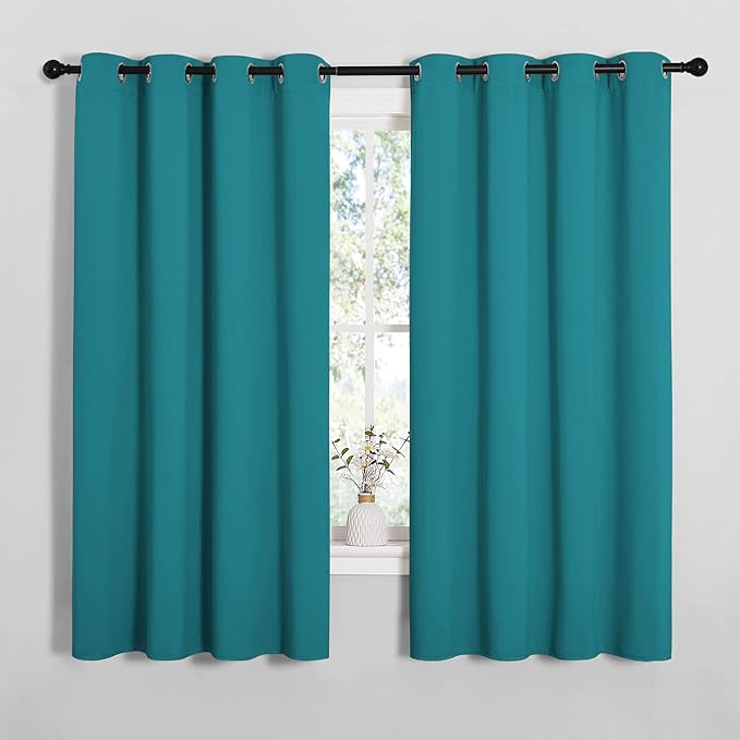 NICETOWN Room Darkening Curtains 68 inch Length 2 Panels, Thermal Insulated Grommet Blackout Curtains for Modern Casual Elegant Bedroom Kids Room Theme Decoration (Peacock Teal, 2 Pieces, W55)