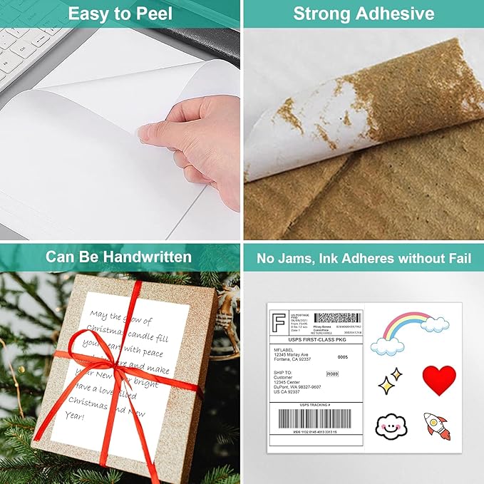 MFLABEL Half Sheet Label Laser/Ink Jet Shipping Label 8.5 x 11 Inches Packaging Labels, Address Labels for Laser & Inkjet Printers, 1200 Count(600 Sheets)