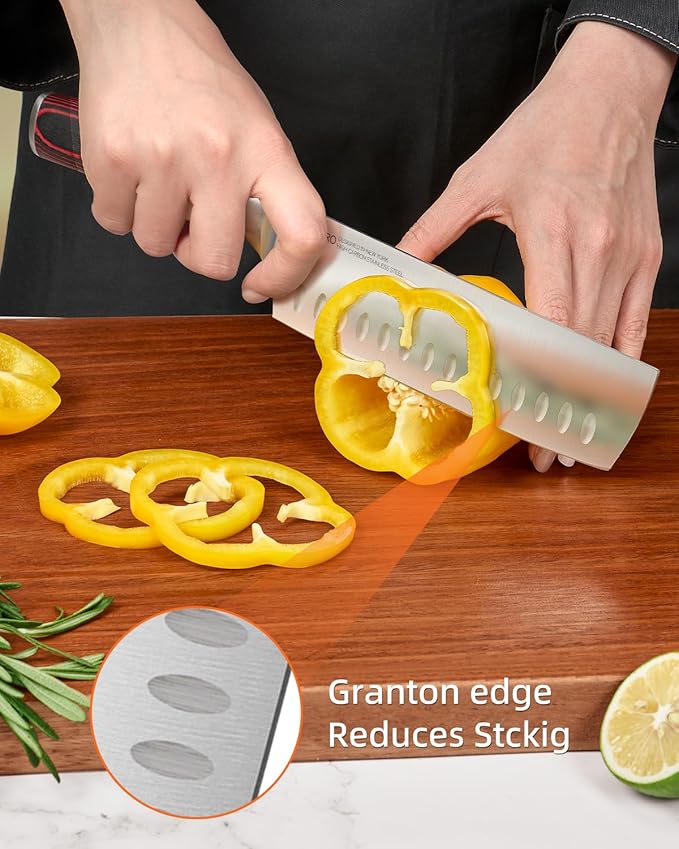 2025 Upgraded Nakiri Chef Knife Japanese Professional 7 Inch Sharp Meat Cleaver Kitchen Knives for Chopping Vegetable and Cooking, High Carbon Stainless Steel Asian Chopping Chefs Knife