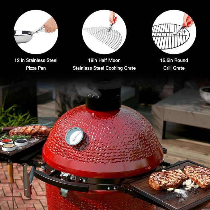 Vankey Grill Grate Lifter - Gripper Tool for Big Green Egg & Kamado Joe Primo Grills