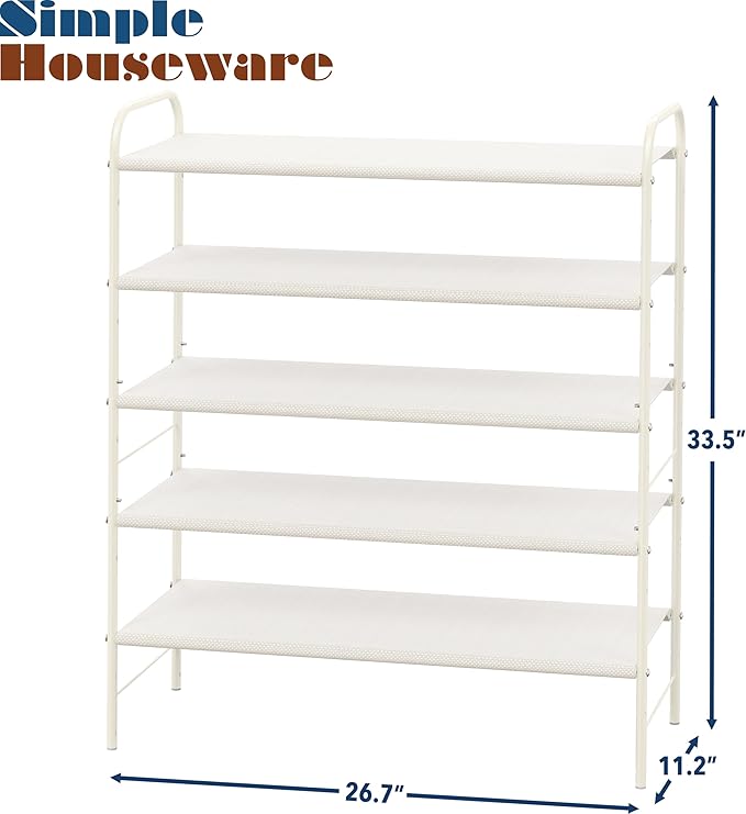 Simple Houseware 5-Tier Shoe Rack Storage Organizer, White