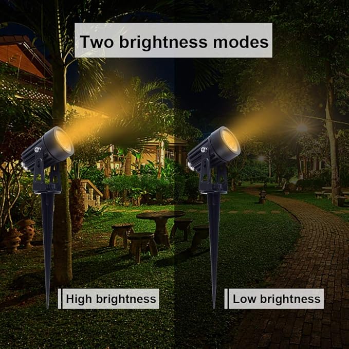APONUO Metal Solar Spot Lights Outdoor with 9.8ft Cable Solar Powered Landscape Lighting Low Voltage IP65 Waterproof Auto On/Off for Outside Garden Yard Landscape Pathway Garage-Warm White(2-in-1)