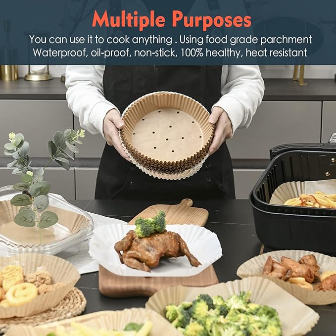 [3-Size] Air Fryer Disposable Paper Liner Compatible with COSORI Air Fryer Toaster Oven, Non-stick Air Fryer Parchment Paper Baking Accessories