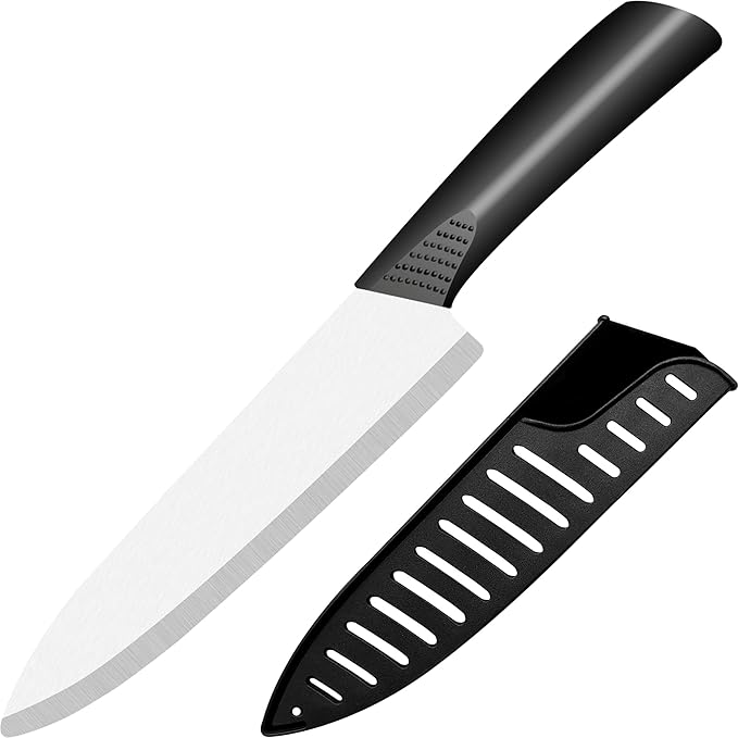 Ceramic Knife - 8 inch Chef's Knife - Light, Precise, Sharp Ceramic Kitchen Knife with Sheath Cover