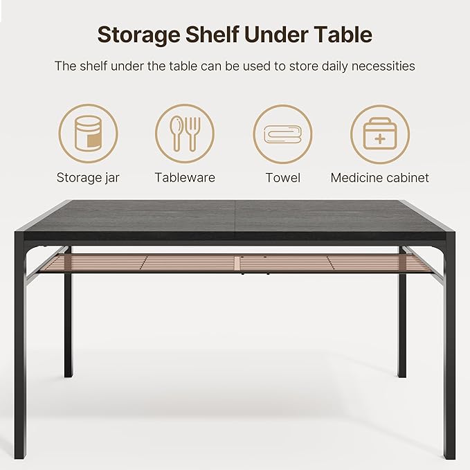 Gizoon Dining Table Set for 6 with Chairs, 7-Piece Kitchen Table Set for Small Space, Apartment, Kitchen, Dining Room, Space-Saving