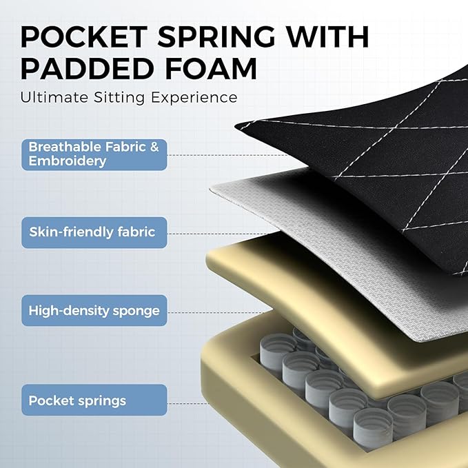 GTPLAYER Big and Tall Gaming Chair Breathable Fabric Computer Chair with Strong Lumbar Support, Comfortable Office Chairs with Pocket Spring Cushion, High Back Ergonomic Desk Chairs with Footrest