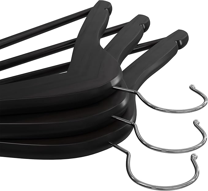Utopia Home Premium Wooden Hangers 90 Pack - Durable & Slim Coat Hanger - Suit Hanger with 360-Degree Rotatable Hook - Wood Hangers with Shoulder Grooves (Black Color)