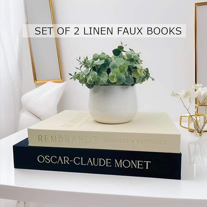 Decorative Books for Home Decor - Coffee Table Books Decor-2Pcs Linen Decorative Boxes, Aesthetic Fake/Faux Book for Modern Home,shelf décor or Mantle Decor,for Jewelry Box and Photo Storage