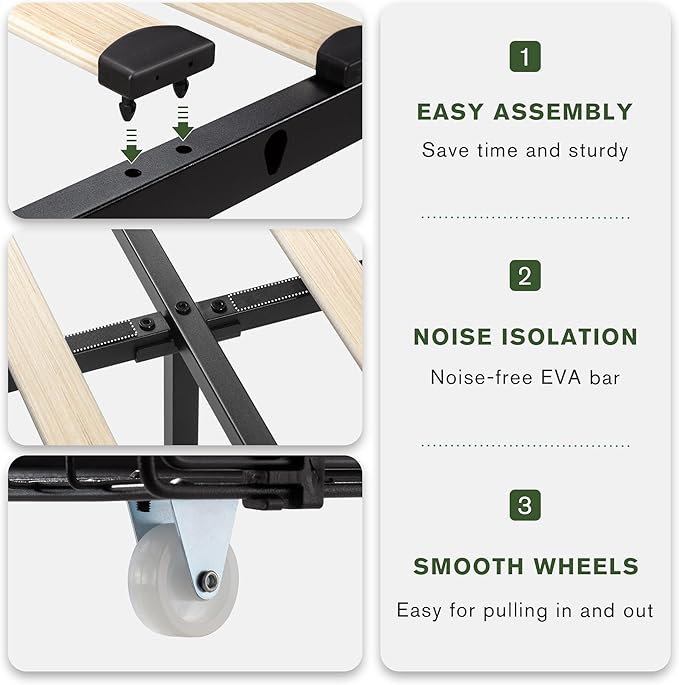 MUTICOR Queen Size Bed Frame with 4 Storage Drawers, Upholstered Platform Bed with Button Tufted Adjustable Headboard, No Box Spring Needed, Easy Assembly, Square Tufted, Beige Fabric