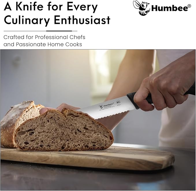 8-Inch Serrated Bread Knife, Premium High Carbon Stainless Steel Blade Knife for Bread with Ergonomic Handle, NSF Certified, DT-30 Series, Black