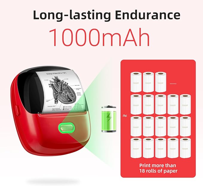 ORGSTA S002 Sticker Printer - Mini Printer Portable Thermal Sticker Maker, Bluetooth Print Pod Inkless Label Maker for Photos, Journal, Receipts, DIY Creation
