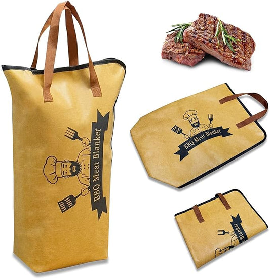 Thickened Insulation BBQ Blanket - Meat Resting Blanket, Locks in Juices, Wide Opening Design, Reusable for Large Brisket, Pork Shoulder, Turkey, Easy Clean, Portable - BBQTools,Gift Accessories