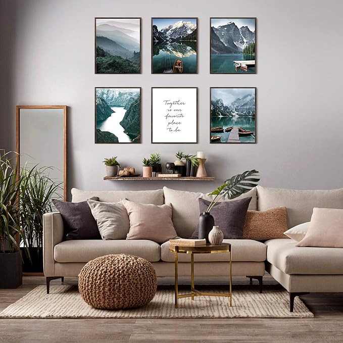 HoozGee Photography Art Prints Travel Natural Landscape Set of 6 Mountain Boat Canvas Poster Print Wall Art Pictures Beautiful Living Room Decor Home Decor (11"x14" UNFRAMED)