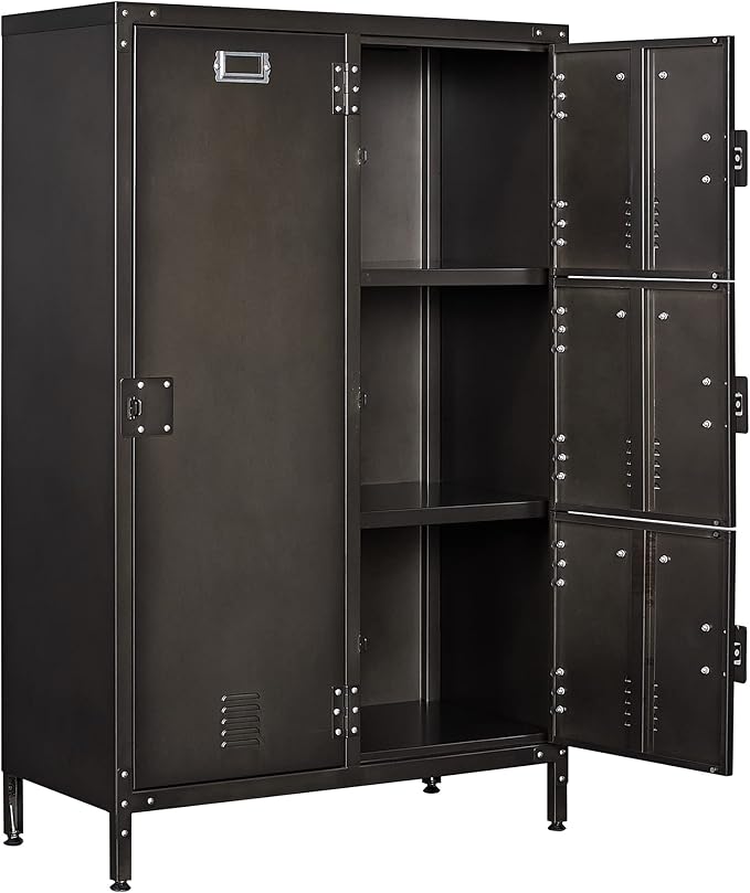 Metal Storage Cabinet, Storage Locker Employees Locker with 4 Doors, 55" Height Steel Cabinet with Lockable Doors, Storage Cabinet with Adjustable Feet for Home Office Gym.