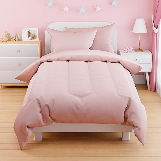 SANDJEST Pink Duvet Cover Sets Full Size for Kids Girls, Incude 1 Polyester Comforter Cover 80x90 Inches and 2 Pillowcases 20x26 Inches, Comforter Not Included, Gift for Christmas Birthday
