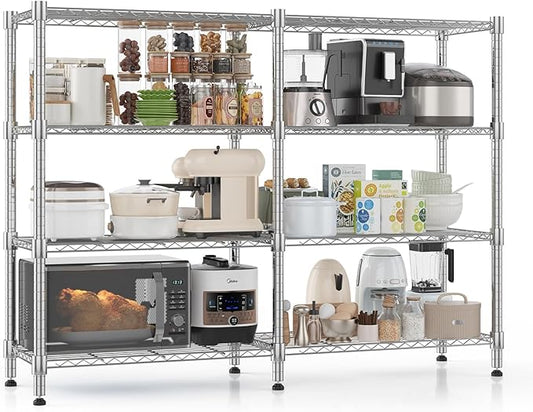 Homdox Heavy Duty Storage Shelves, 4 Tier Wire Shelving Unit, Adjustable Metal Shelves for Storage, Garage Rack Pantry Shelves Kitchen Shelving, 14"x60"x60", Silver Gray