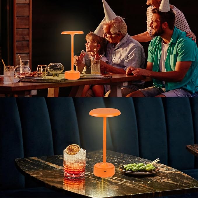 Small Table Lamp With 5200mah Battery - Rechargeable Desk Lamp For Cozy Nights, Usb-C Fast Charging & Stepless Dimming, Cordless Table Lamp With 3 Lighting Modes For Bedroom, Office & Travel(Orange)