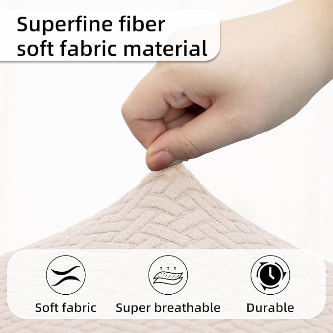 Rv Dinette Cushion Covers,Jacquard Stretchable Camper Cushion Cover,RV Cushion Slipcover,Rv Couch Cover Replacement for RV Camper Car Bench,2 Backrest Covers and 2 Bench Covers (Twill,Rice White)